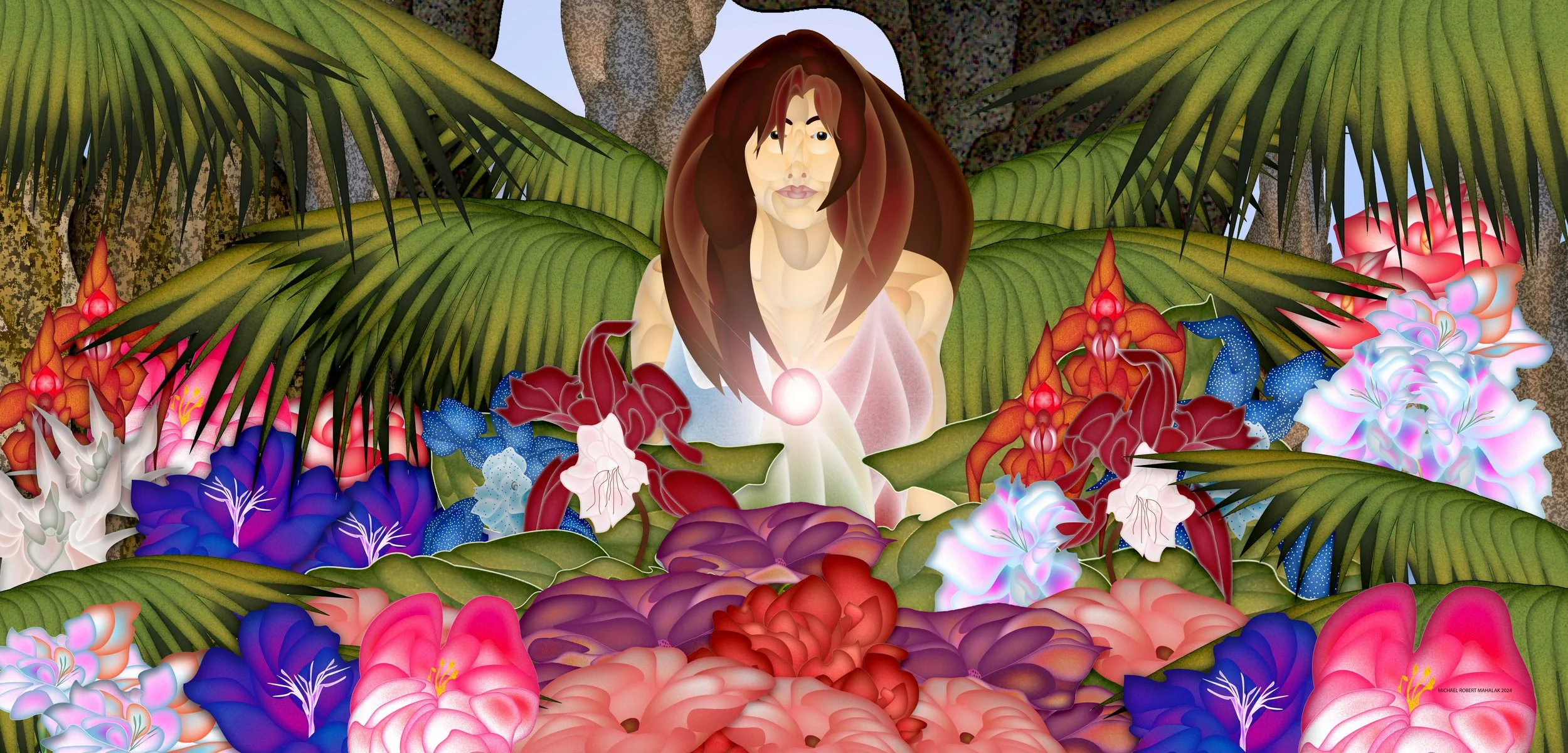 "Lady of the Garden", Digital, 50" x 24", 2024