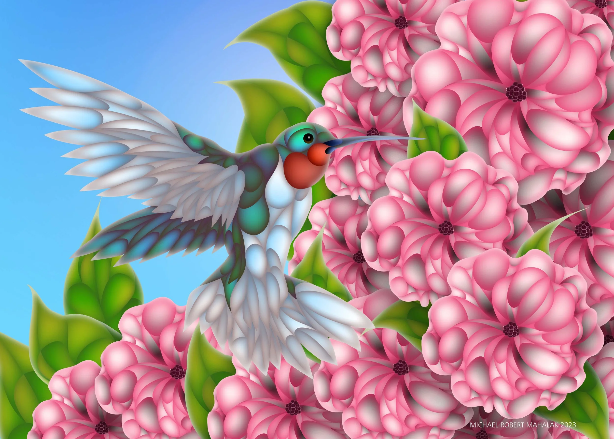 "Flight of the Humming Bird", Digital, 7" x 5", 2023