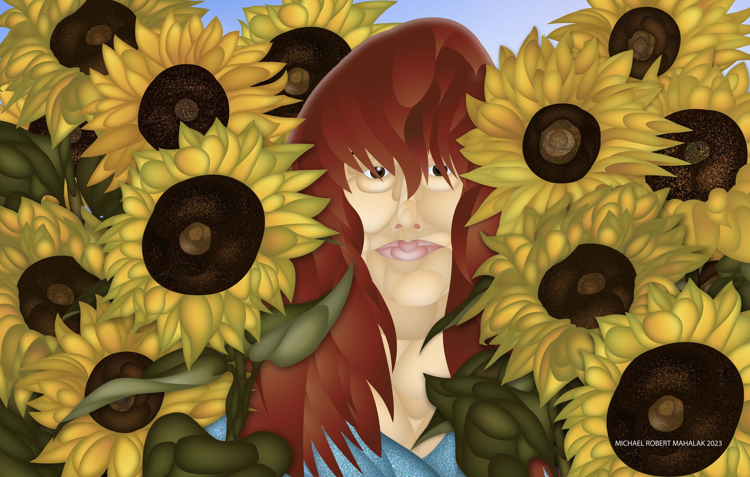 "Sandi is as Beautiful as a Sunflowers", Digital, 16 1/2" x 10 1/2", 2023
