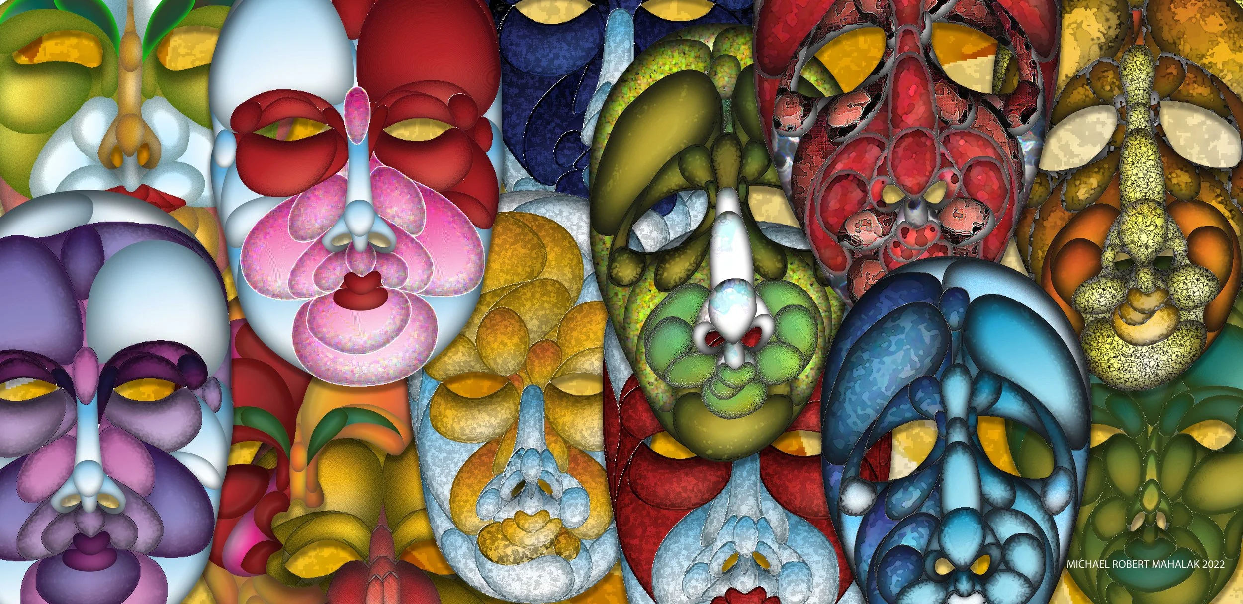 " Mask Collections ", Digital, 18 1/2" x 9", 2022