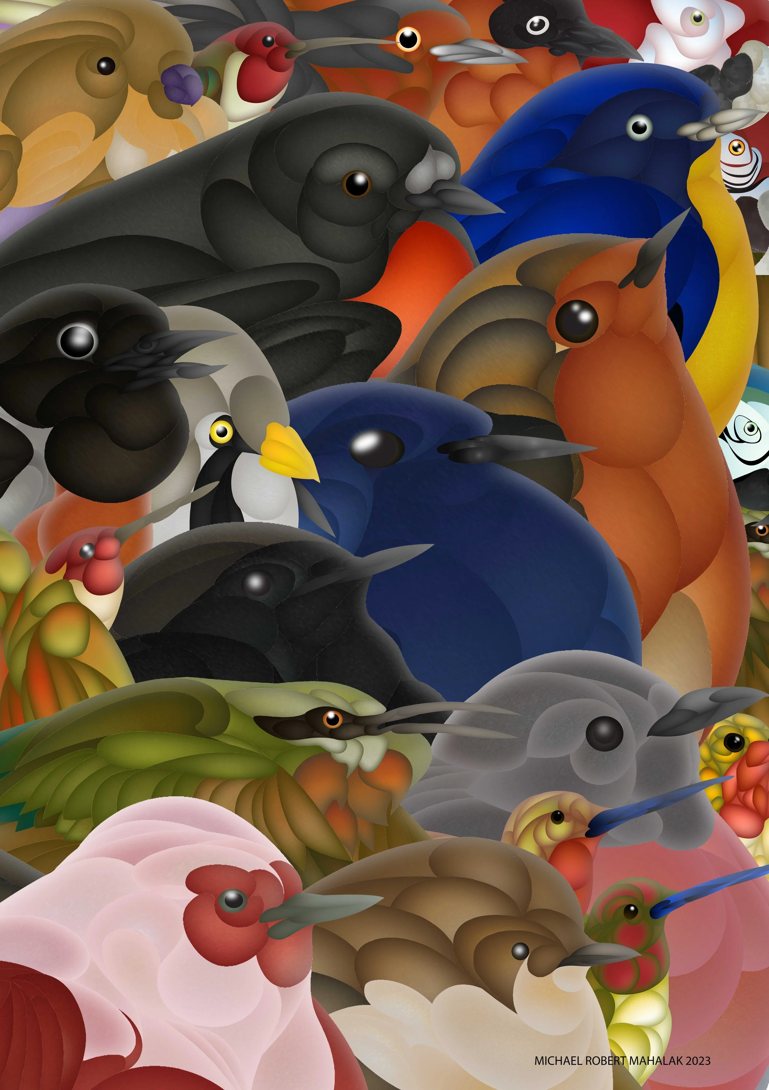 "The Flock of Birds", Digital, 12" x 17", 2023