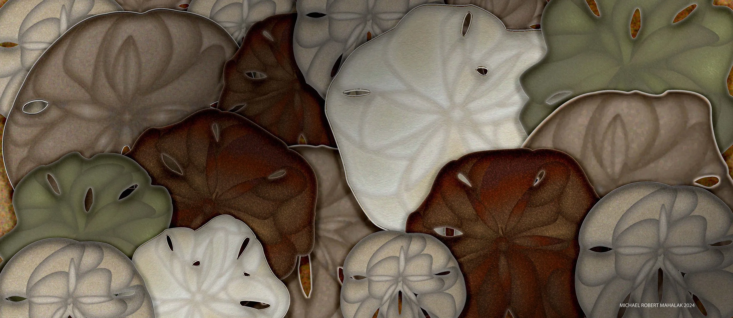 "More Sand Dollars on the Shore", Digital, 46" x 20", 2024