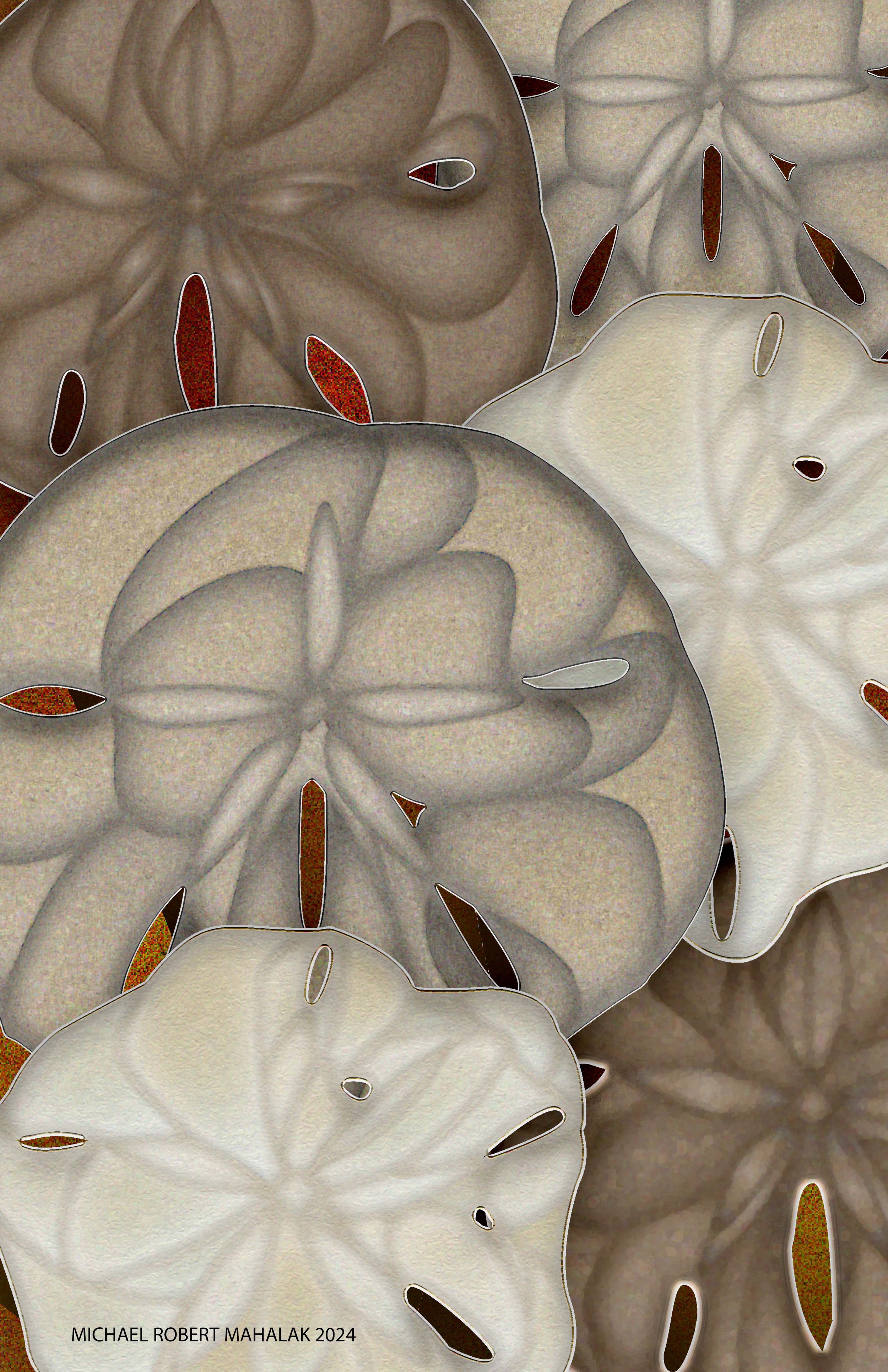 "Sand Dollars", Digital, 5 1/2" x 8 1/2", 2024