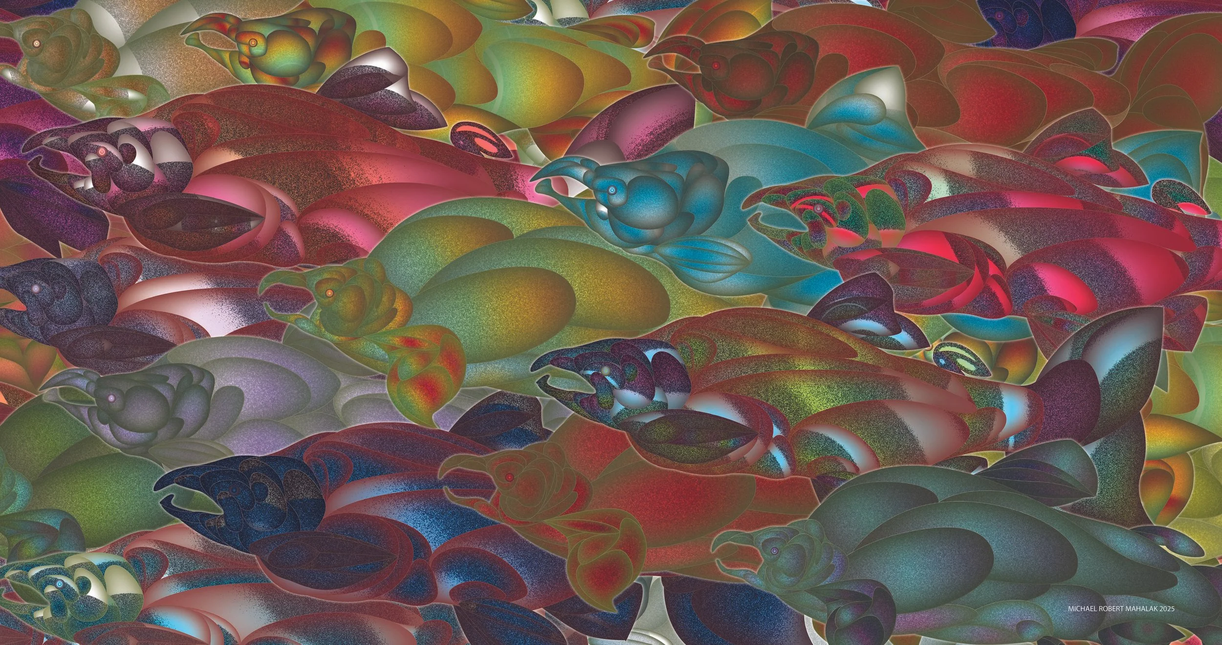 "The Great Salmon Run", Digital, 19" X 36", 2025