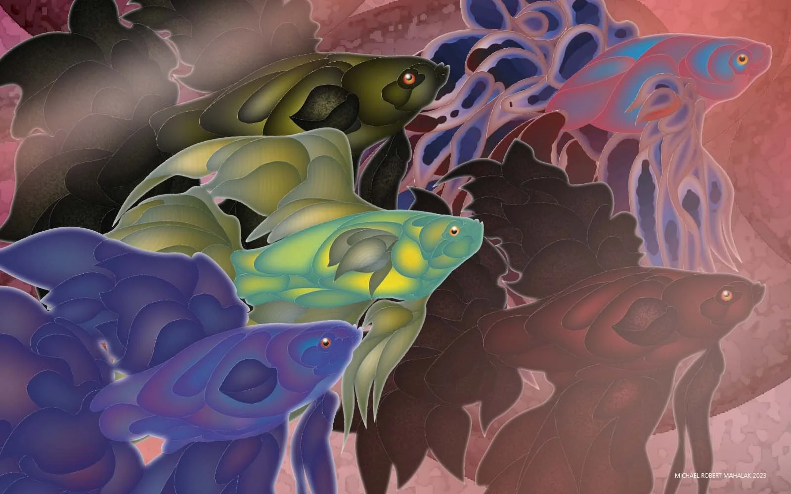 "School of Fish"
Digital, 16" x 10", 2023