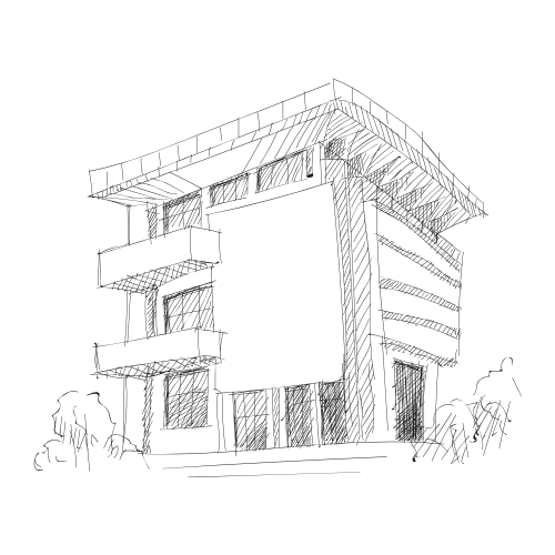 Sketch of a house plan from the outside