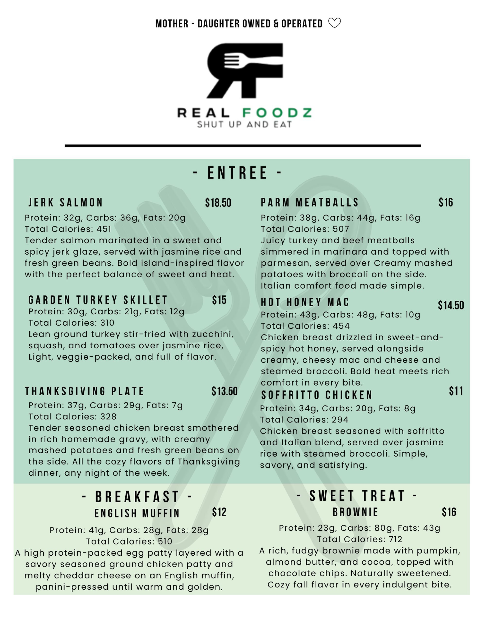 New Fall Menu is here!!

Cozy flavors, fresh ingredients, and plenty of protein are coming your way.

Which one are you trying first?

Pre-orders close Friday. Order at realfoodz.org or through the link in our bio.

#RealFoodz #NewMenu #FallMenu #Mea