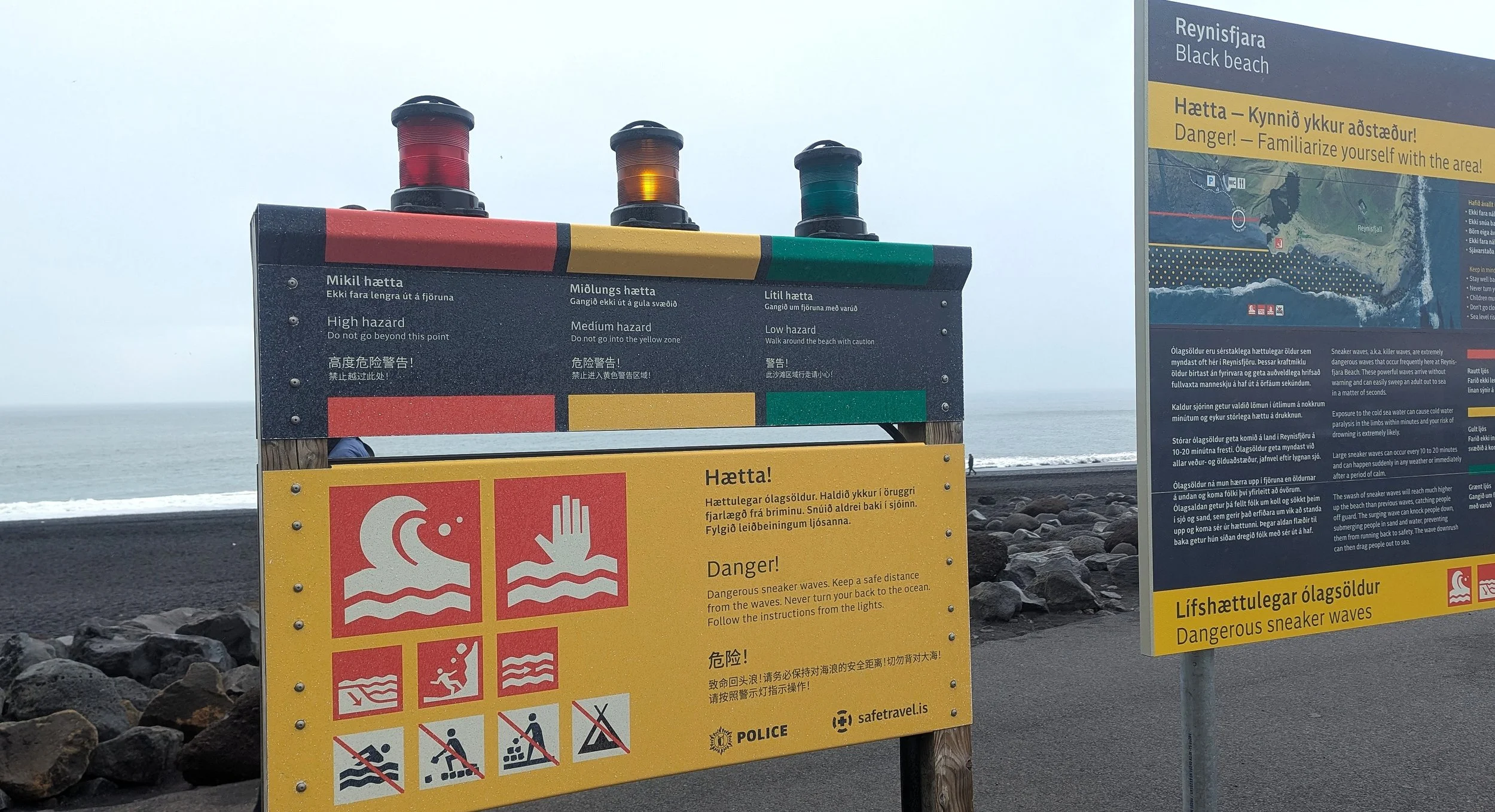 Raynisfjara Beach Warning Sign