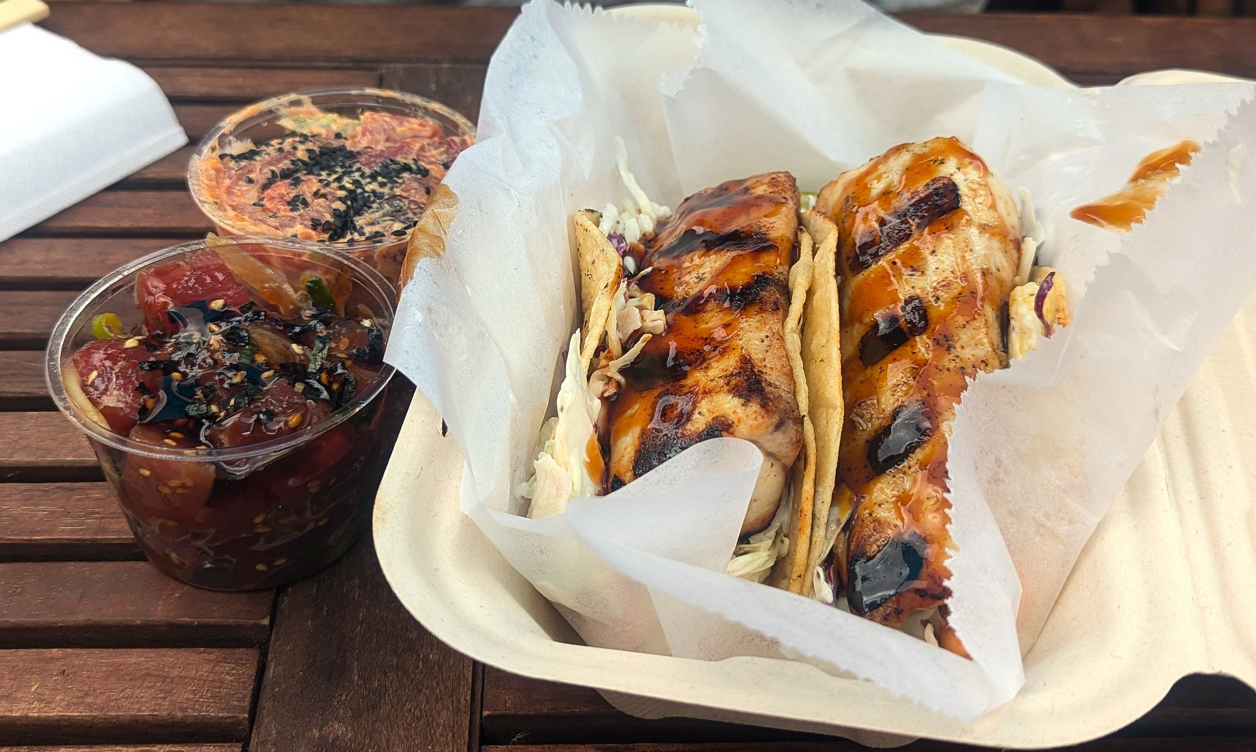 Poke and grilled fish from South Maui Fish 