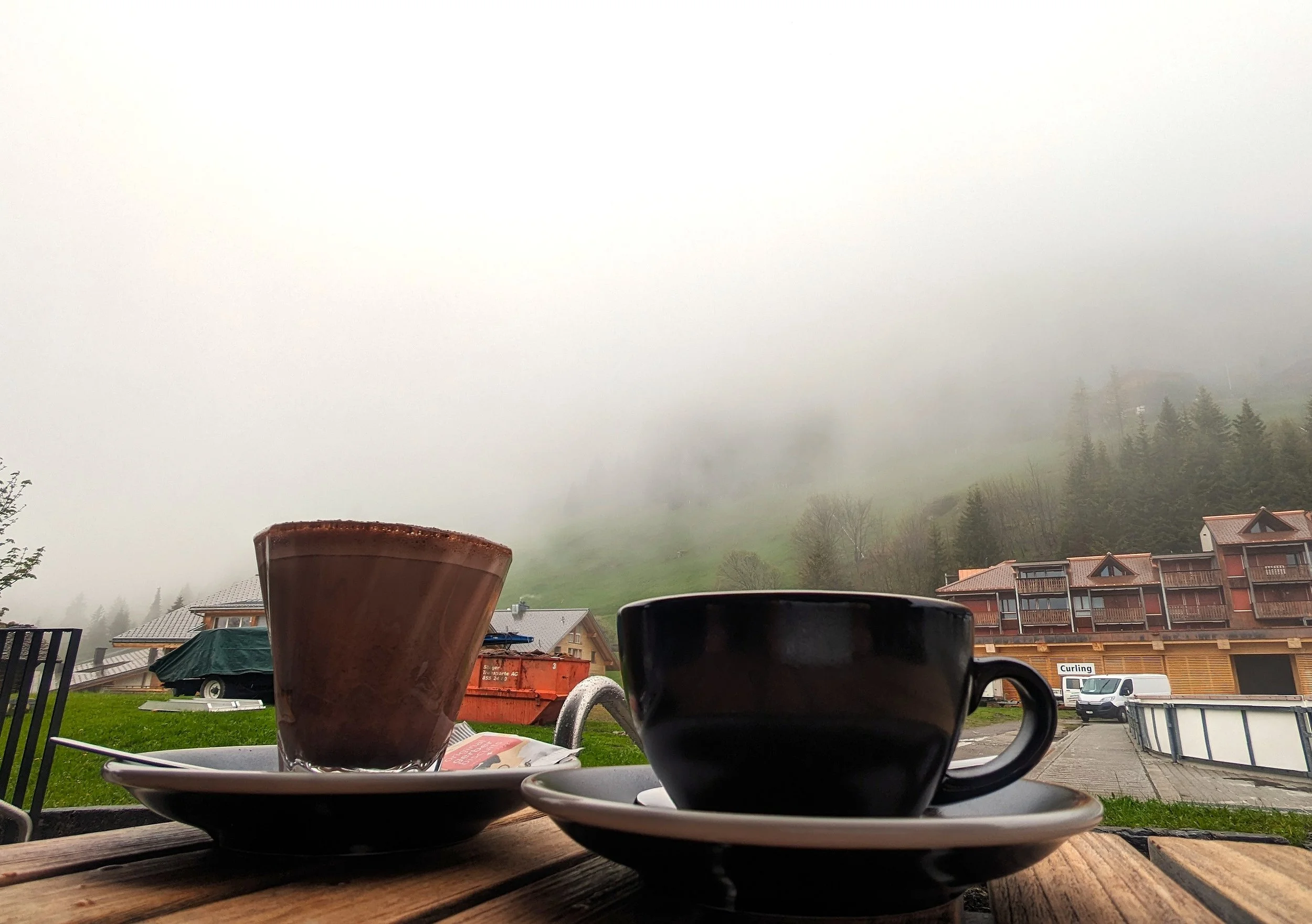 Hot cocoa in Swiss Alps