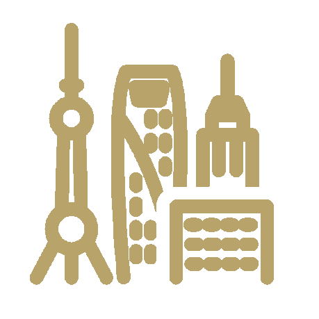 A location pin icon on a black background.