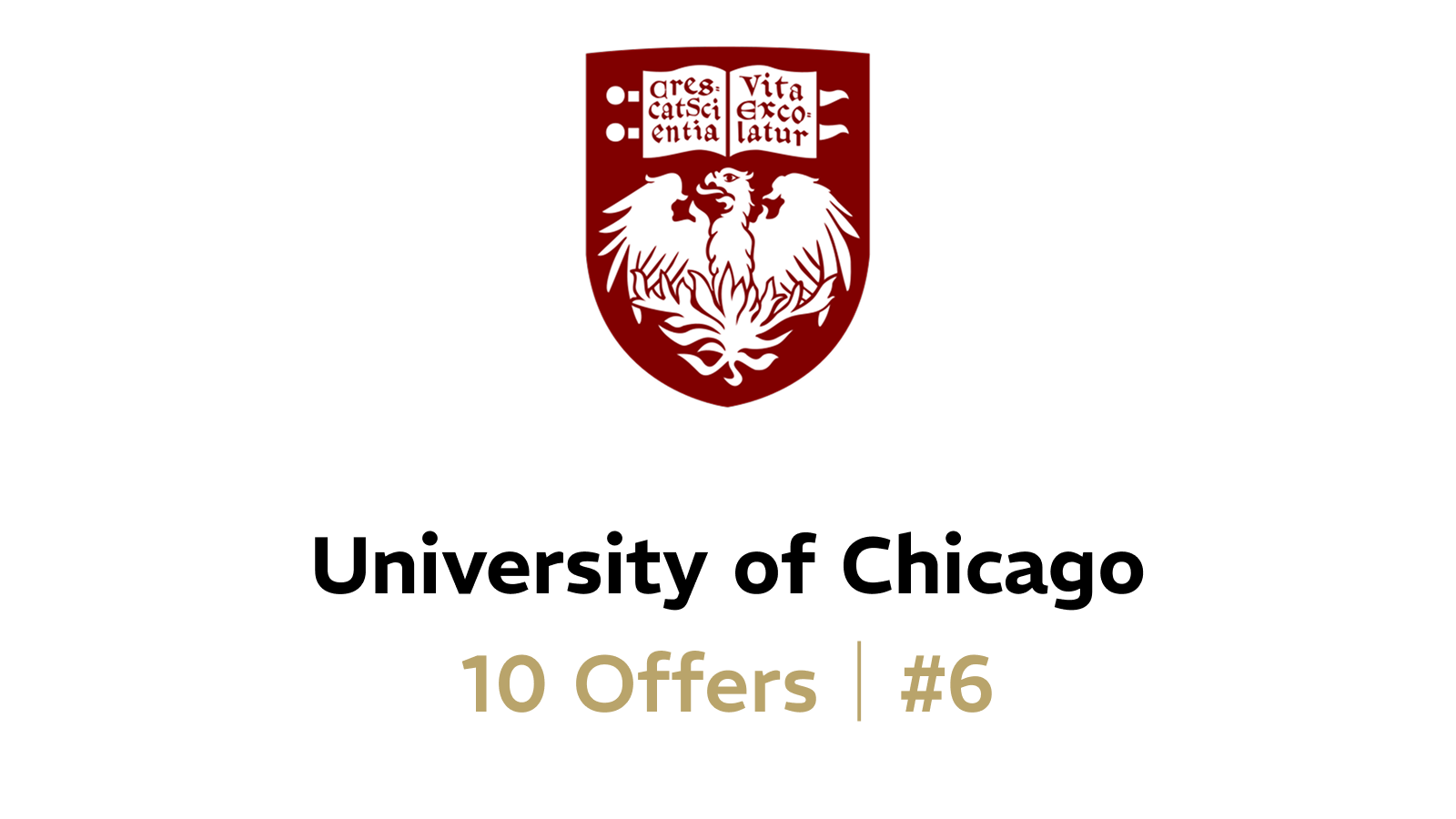 Harvard University emblem with text '10 Offers | #6' beneath it.