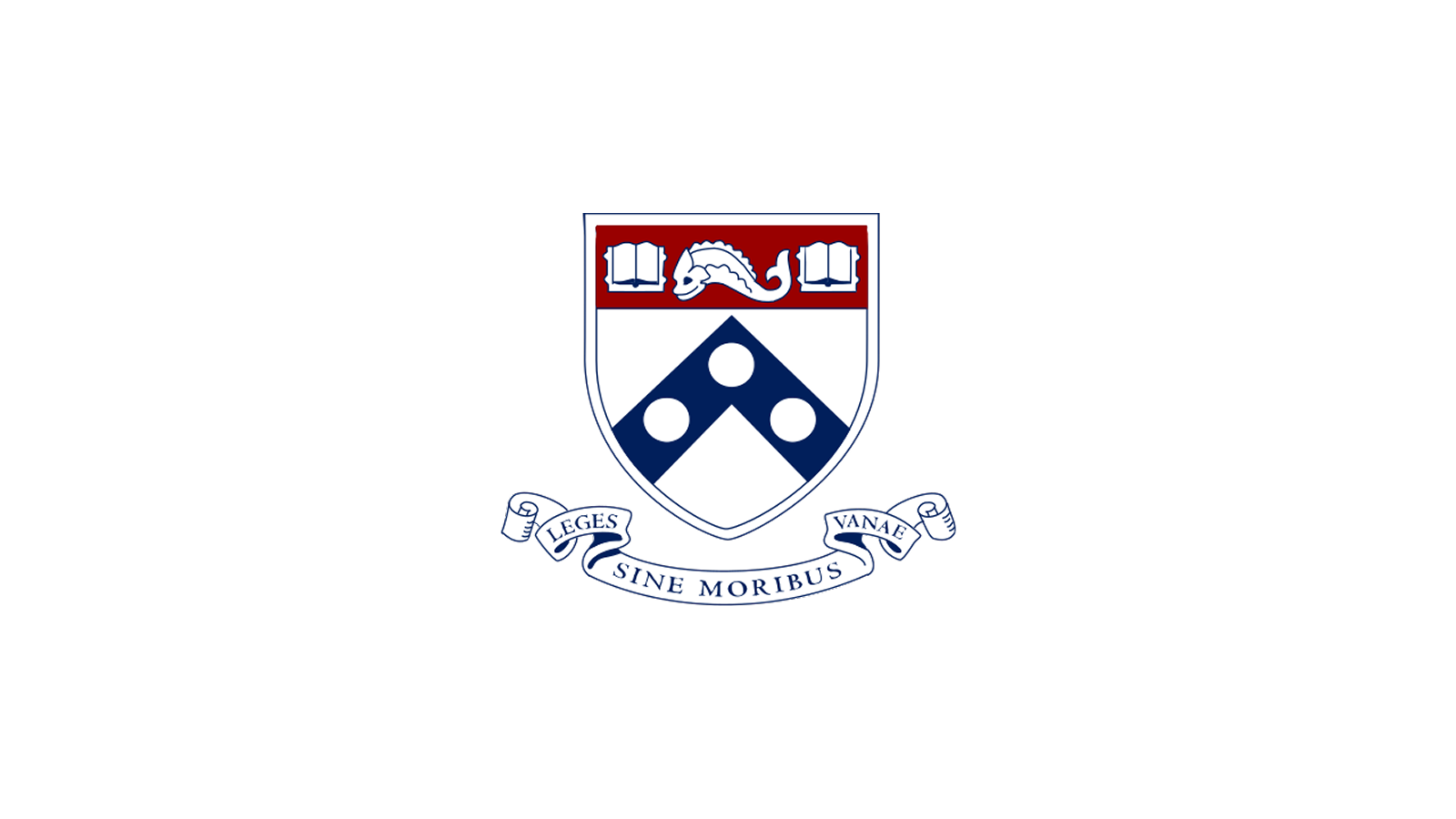 The shield of Princeton University with open book symbols and a Latin banner.