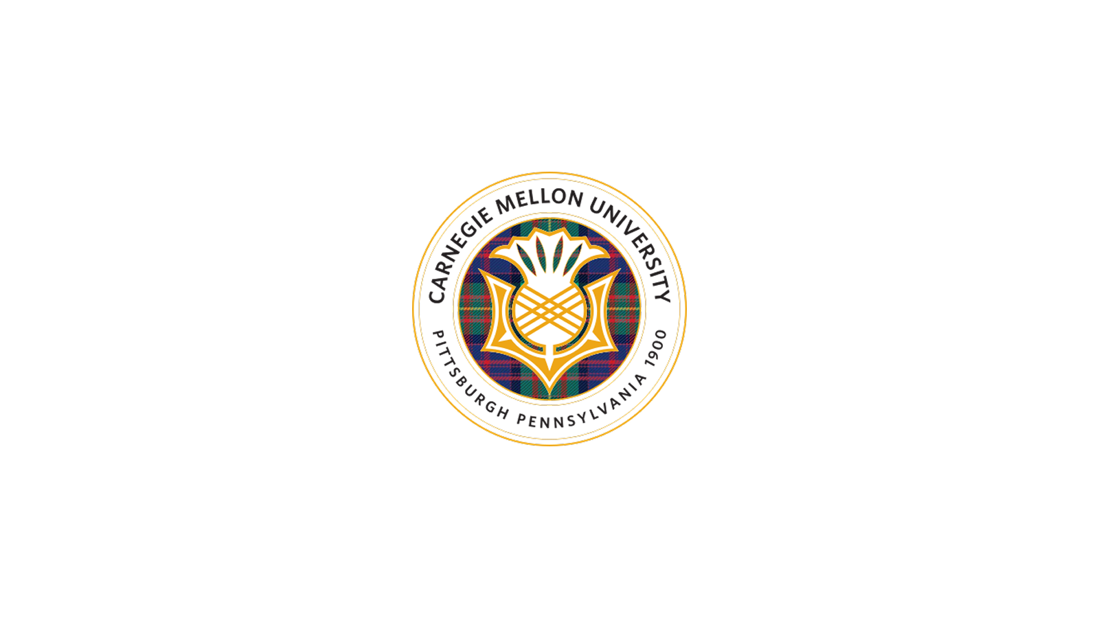 Logo of Carnegie Mellon University with tartan background and a stylized yellow flower in the center.