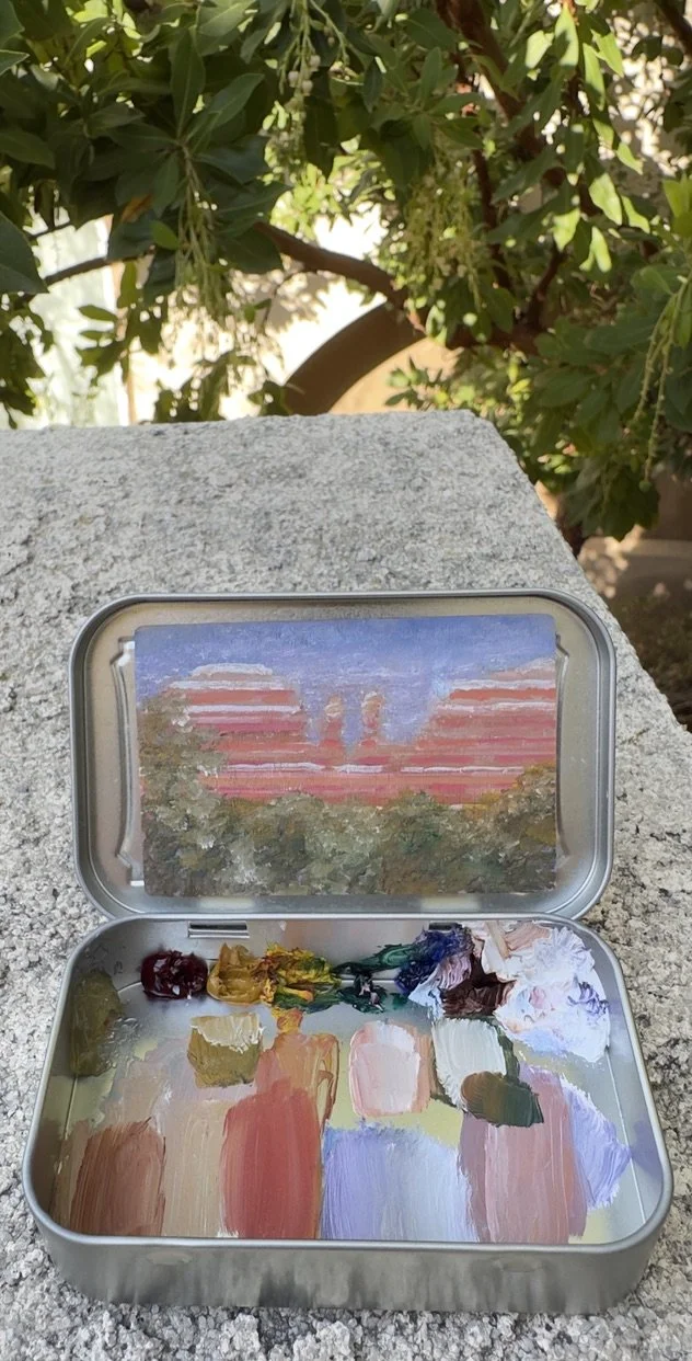 wedding day coconino national forest original plein air oil painting altoids tin sedona arizona