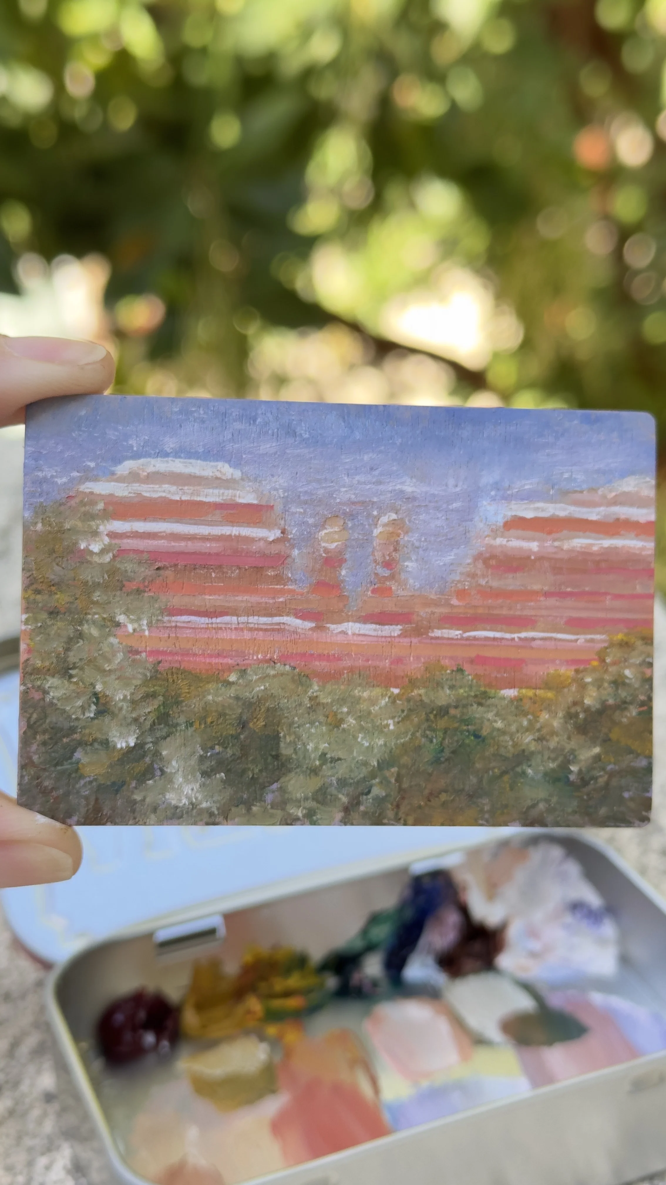 wedding day coconino national forest original plein air oil painting altoids tin sedona arizona