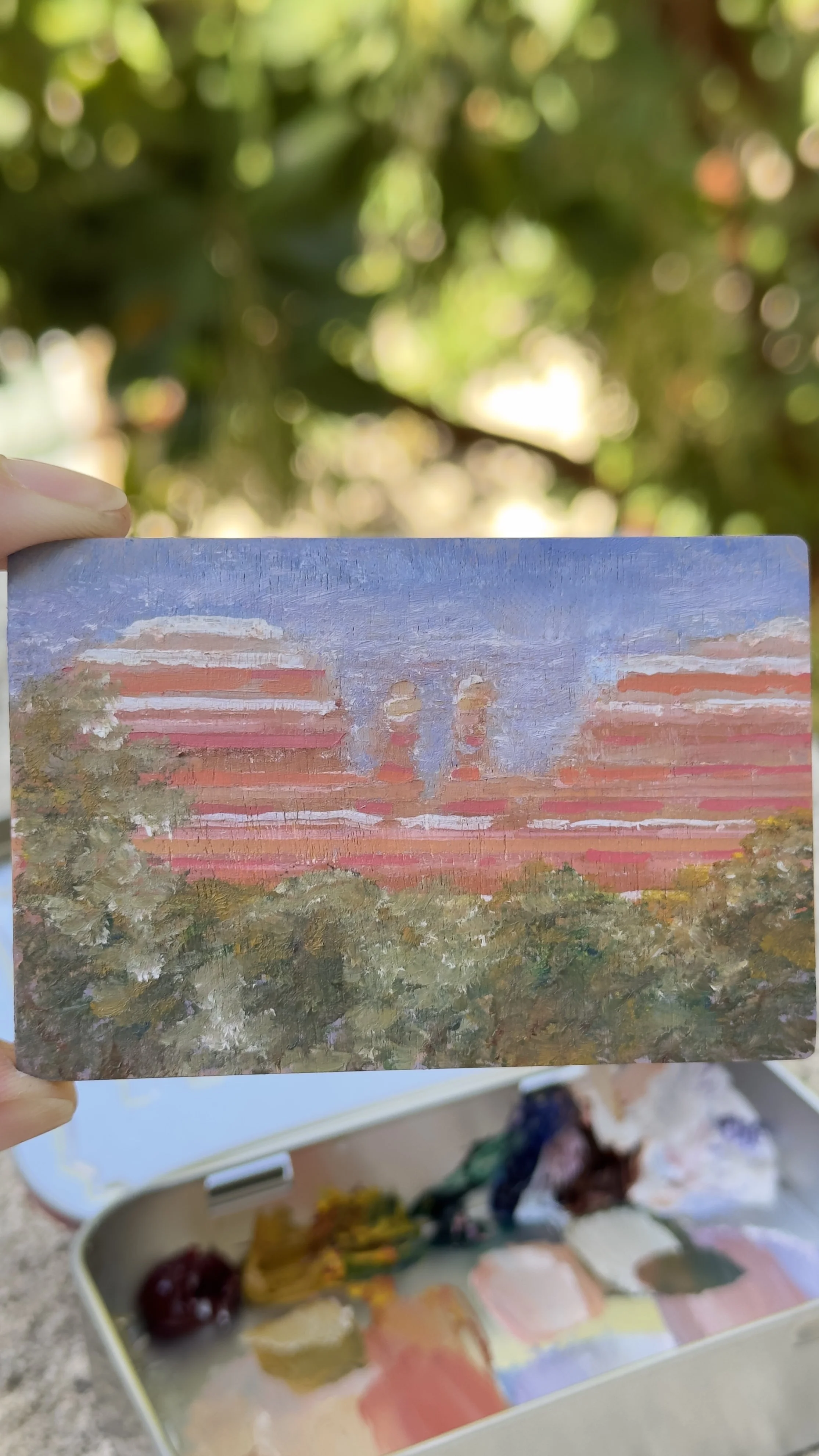 wedding day coconino national forest original plein air oil painting altoids tin sedona arizona