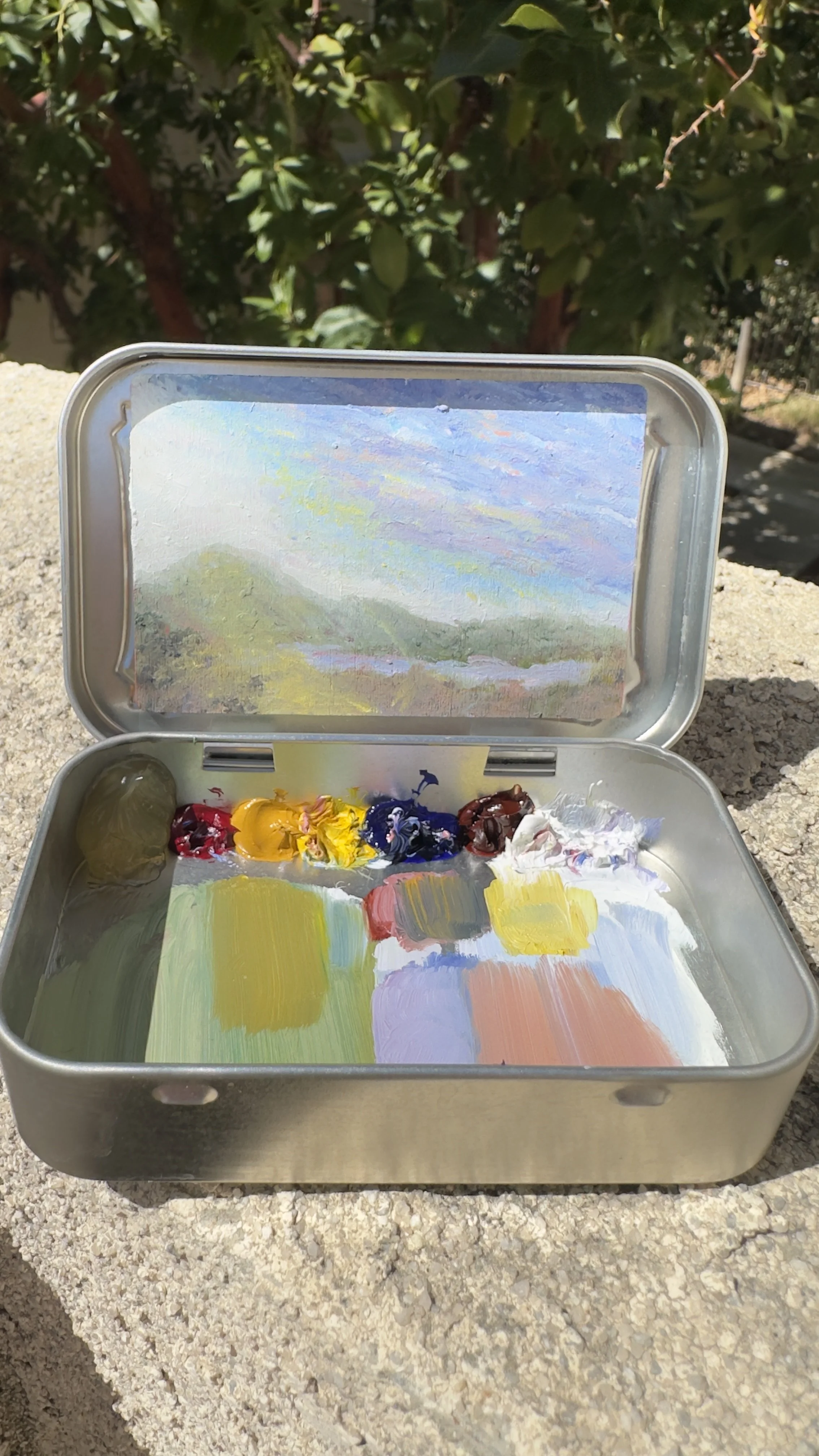 bright day bataquitos lagoon original plein air oil painting altoids tin california