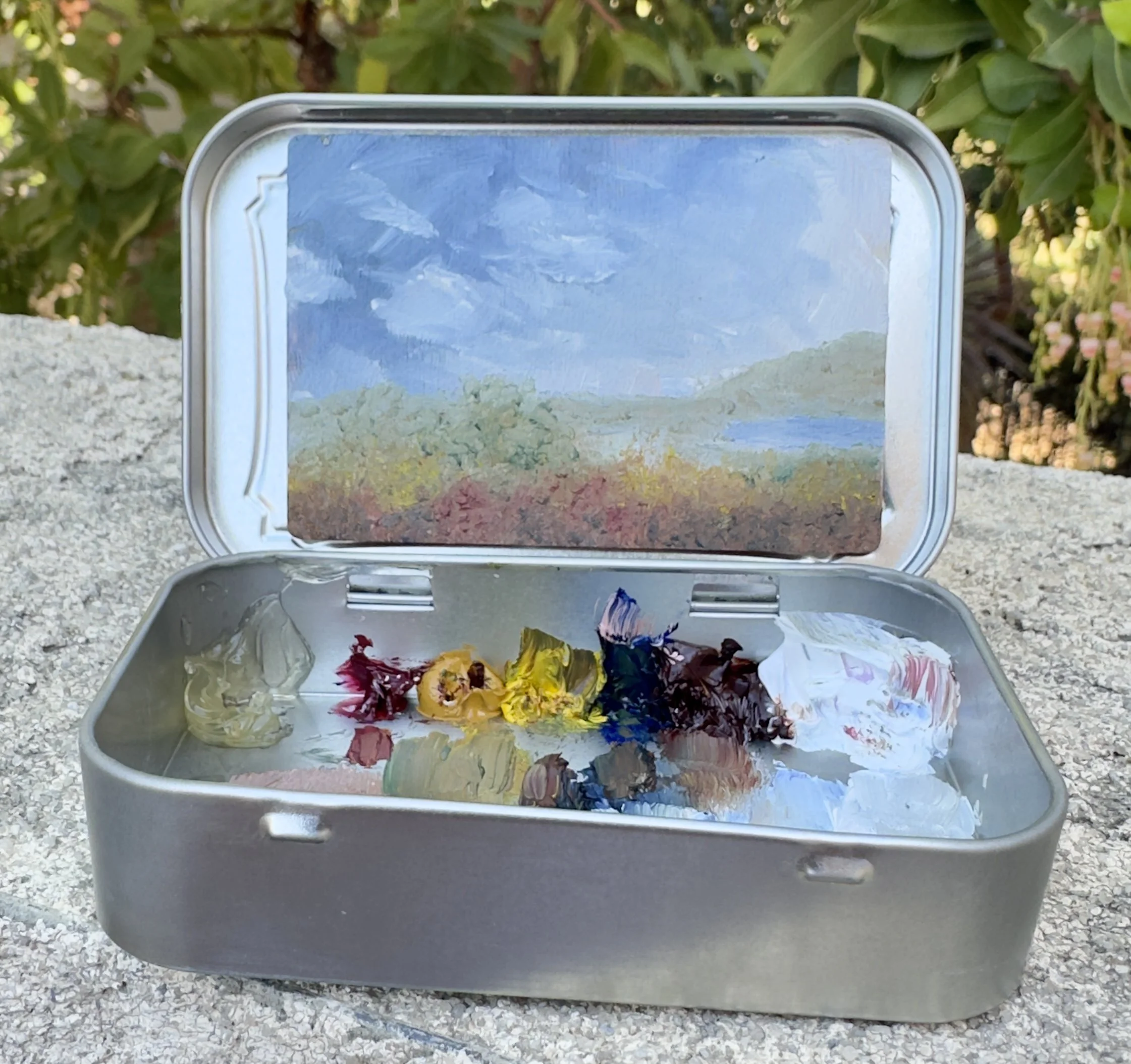 this day on repeat bataquitos lagoon original plein air oil painting altoids tin california coast