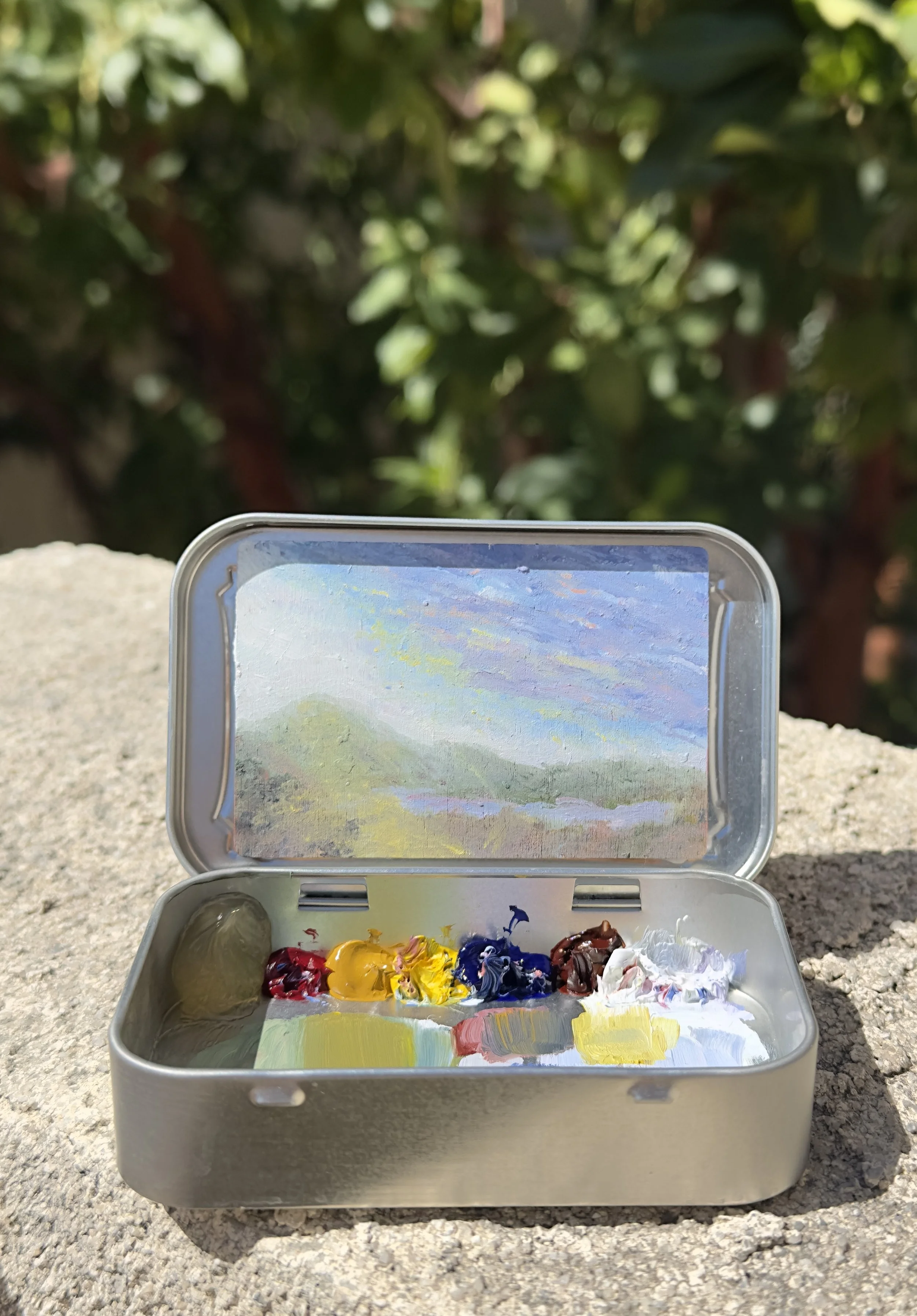 bright day bataquitos lagoon original plein air oil painting altoids tin california