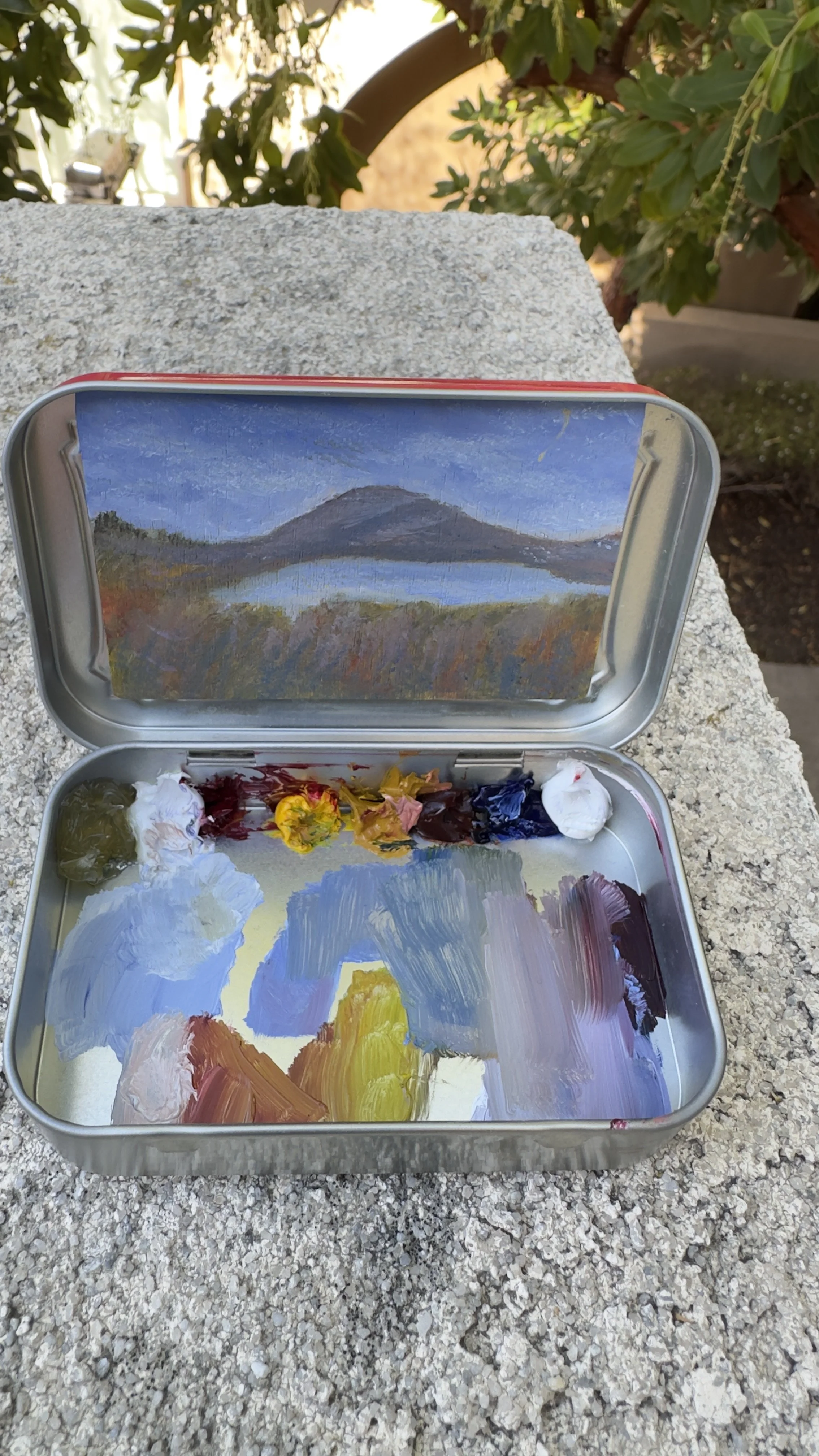 bataquitos lagoon april original plein air oil painting altoids tin california coast
