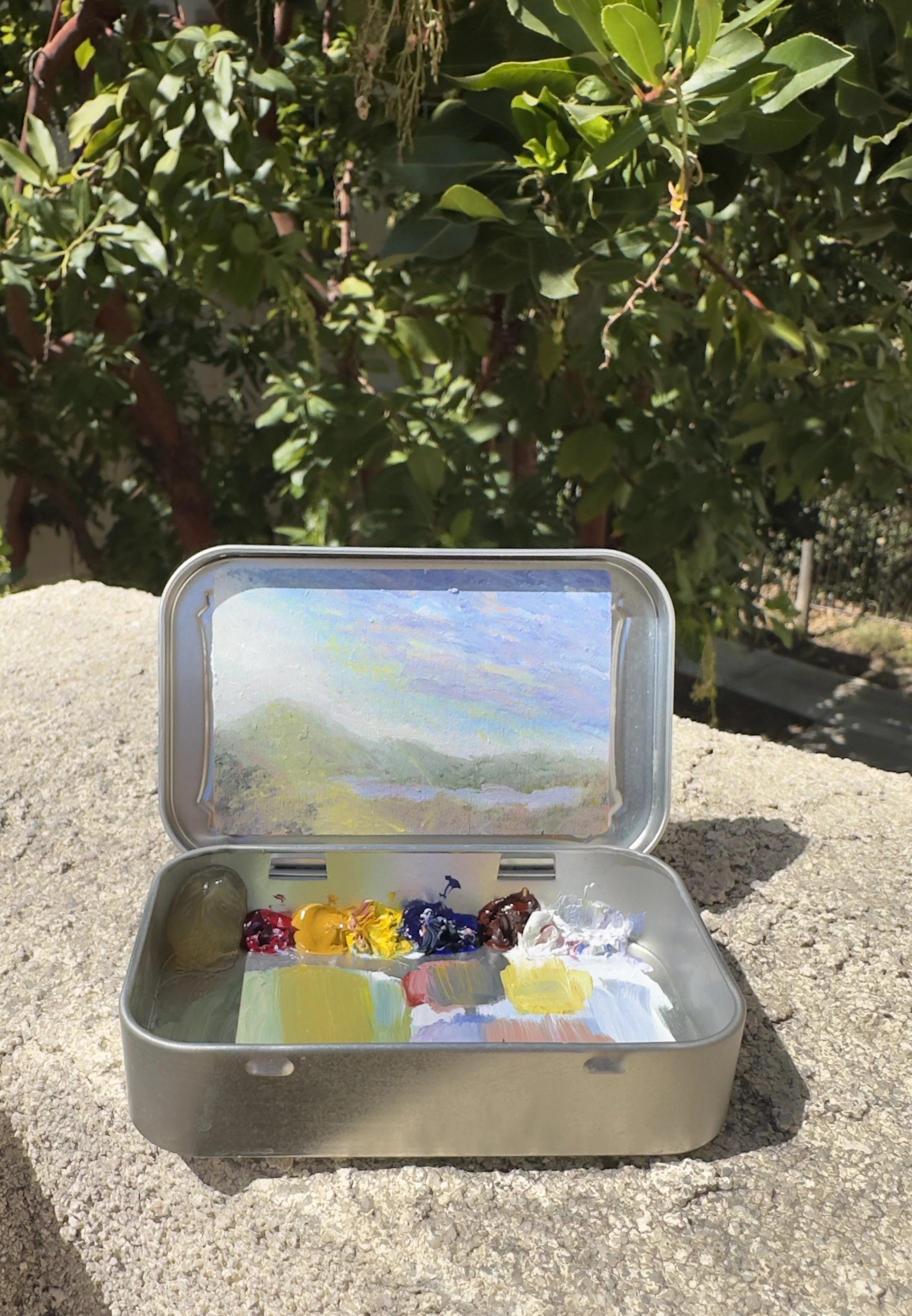 bright day bataquitos lagoon original plein air oil painting altoids tin california