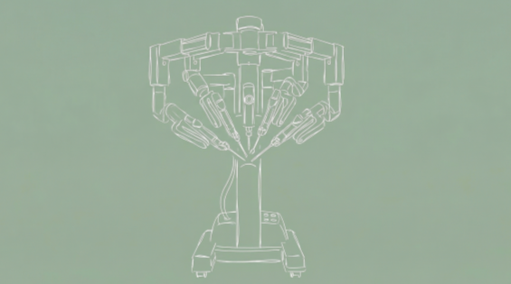 line drawing of a surgical robot