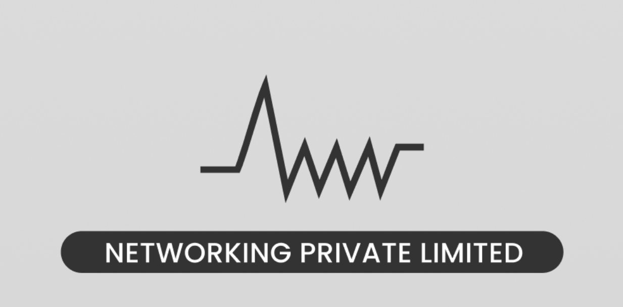 A logo with a stylized black heartbeat line and the text 'NETWORKING PRIVATE LIMITED' on a black oval background.