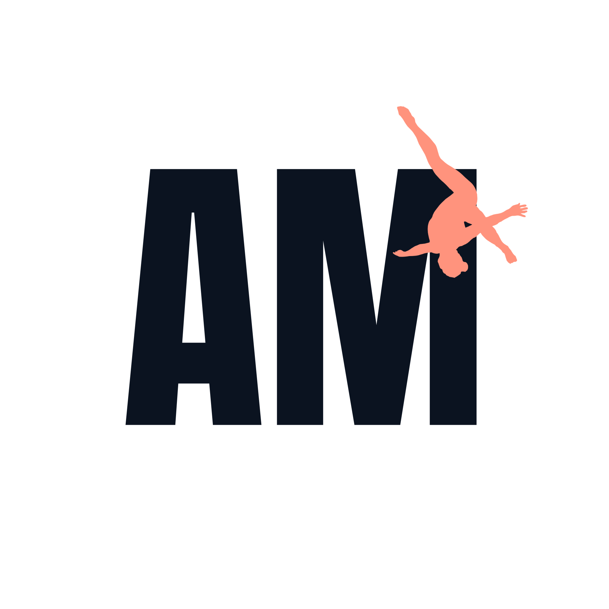 Apex Motion Gymnastics Photography logo by Allison Mott, featuring the brand initials AM with a gymnast graphic on the corner.