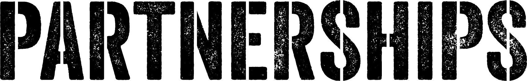 The word "Partnerships" in large, distressed black text on a white background.