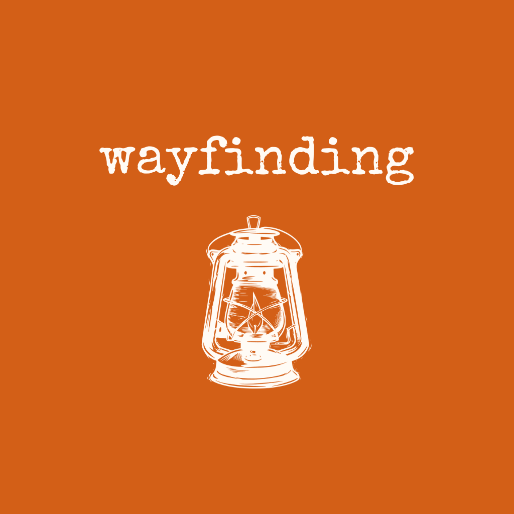 infographic with a lantern and the word wayfinding