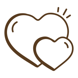 One large heart with a small heart placed over the top. Icon