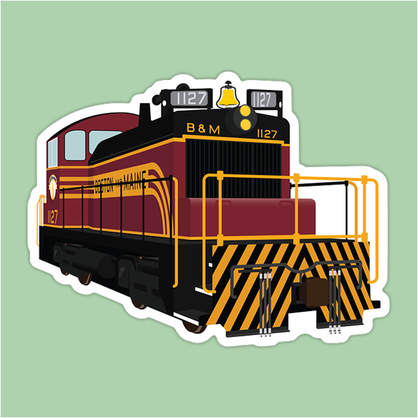 Boston and Maine 1127 3/4 view Outdoor Grade Sticker, Danbury Railway Museum
