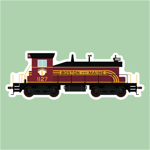 Boston and Maine 1127 side View outdoor grade sticker, Danbury Railway Museum