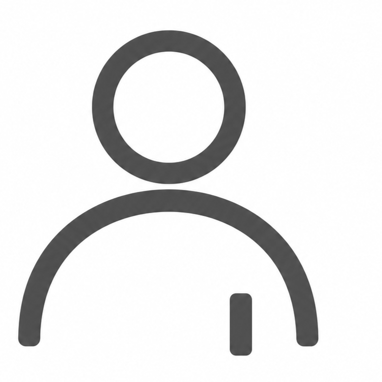 Silhouette of a person with a circular head and curved shoulders, representing a generic user icon.