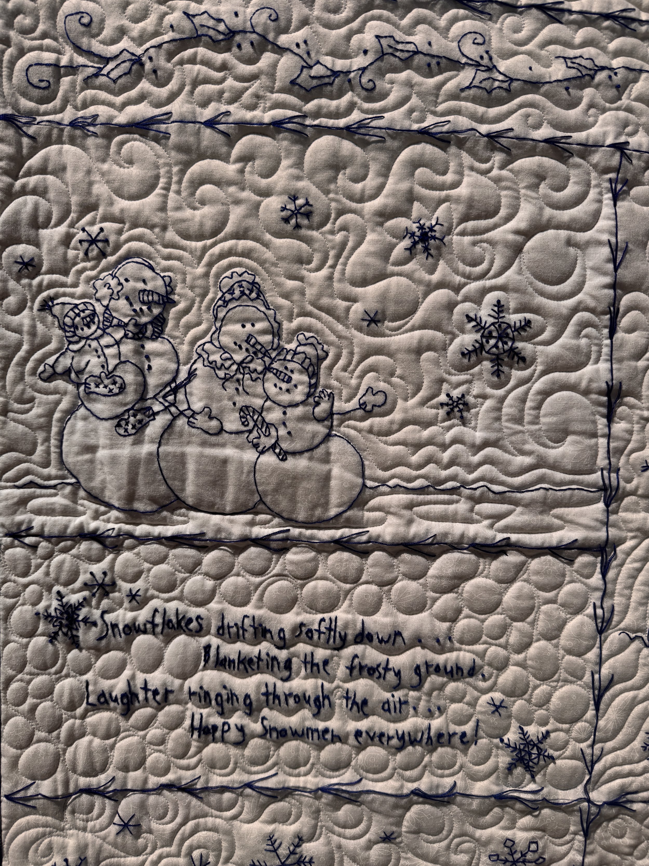 "Winter Wonderland" Quilt Snow Family Detail  (Pattern: Crabapple Hill Studio)