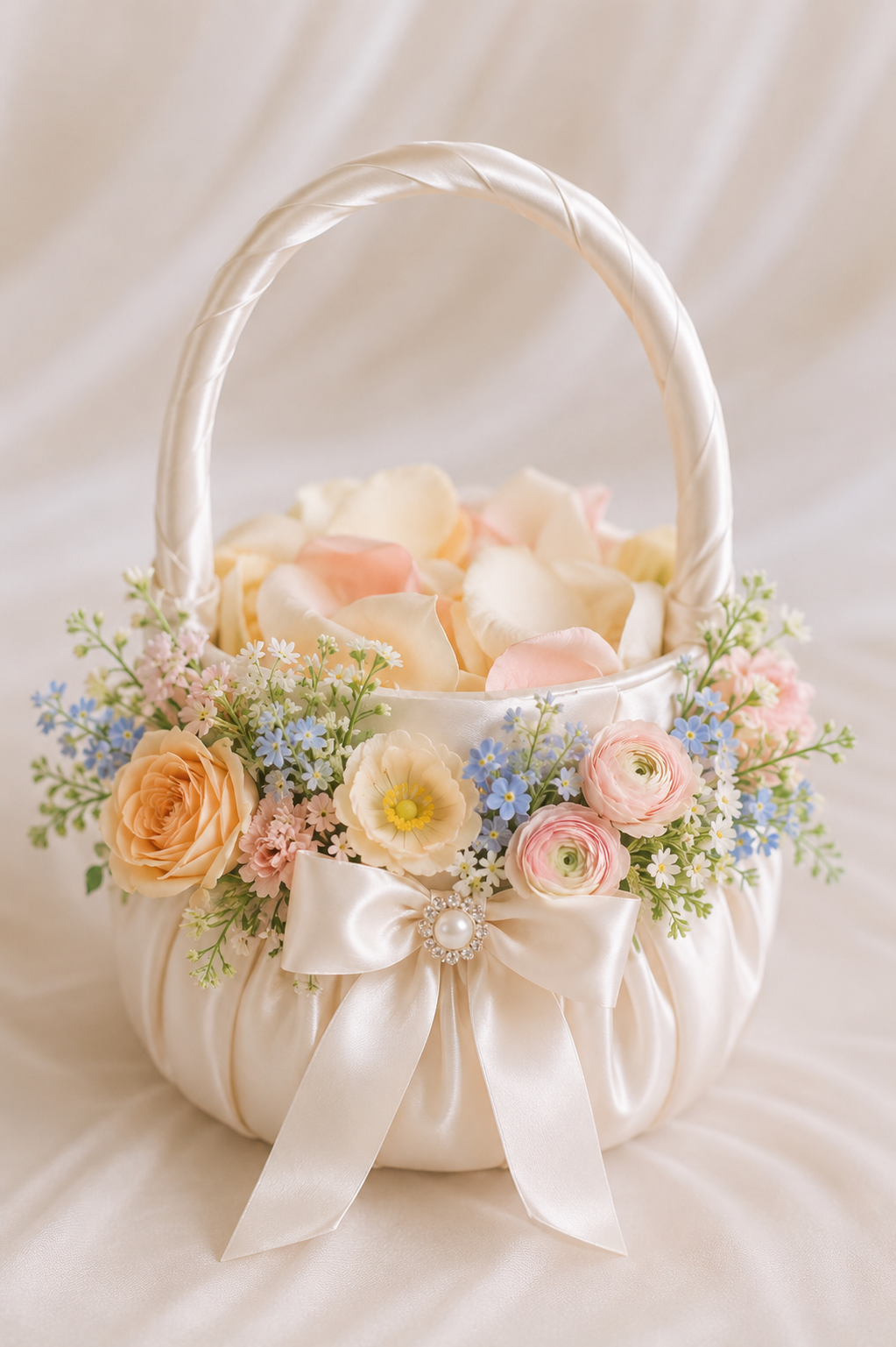 Pastel Petal Flower Girl Basket