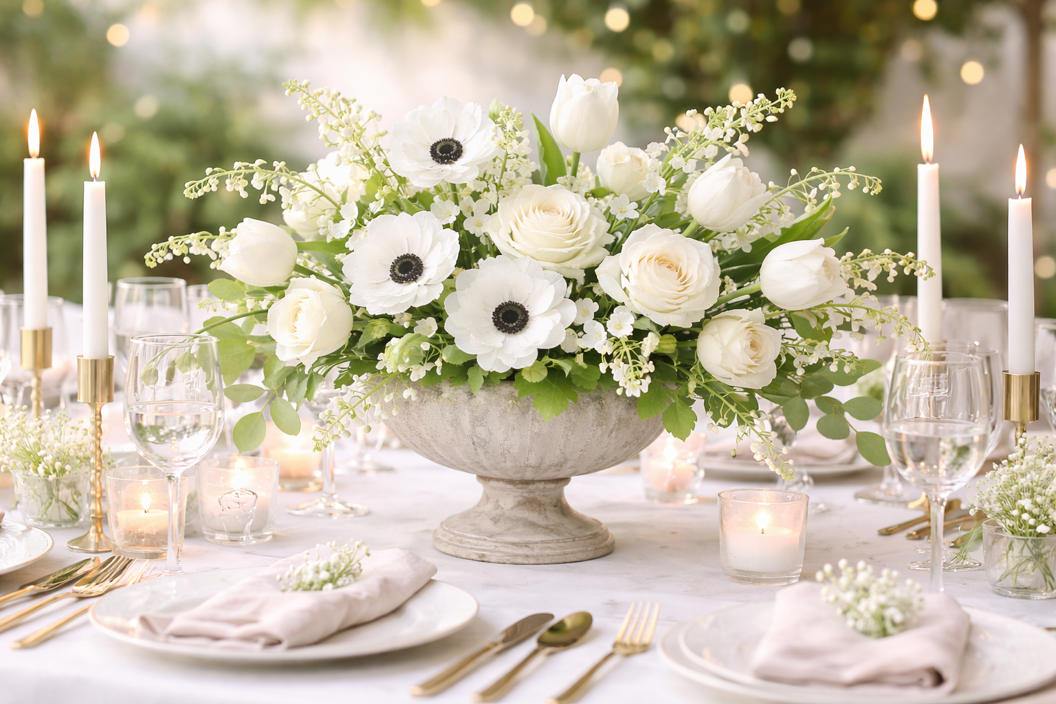 Ivory Luxe Centerpiece