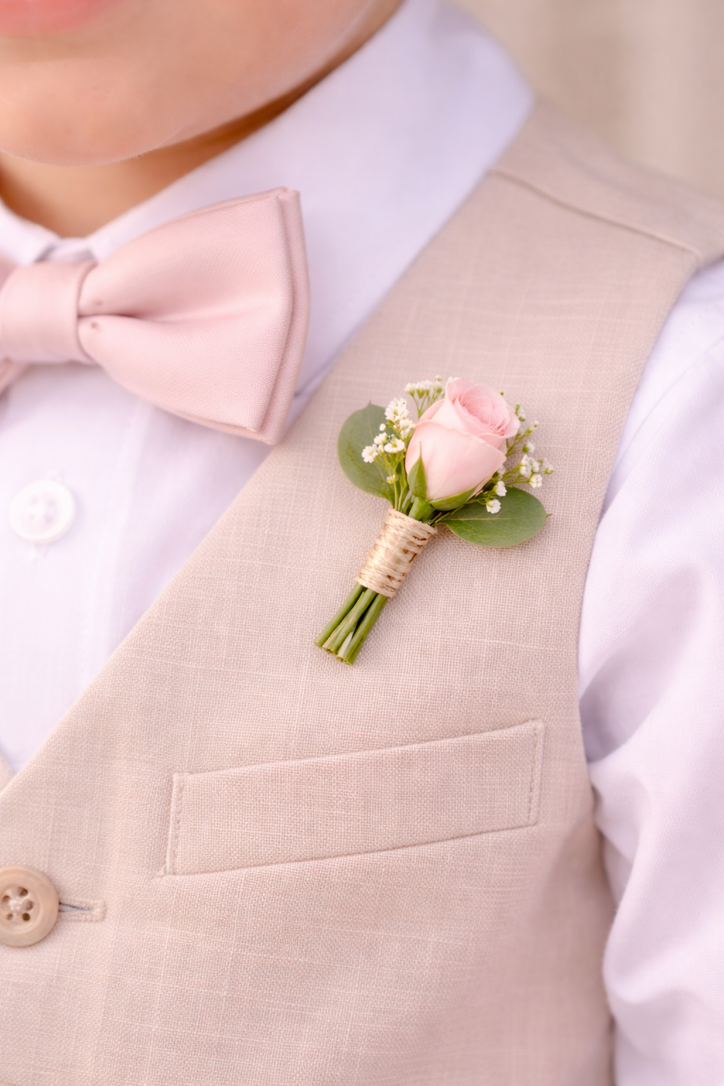 Blushing Pink Page boy boutonniere