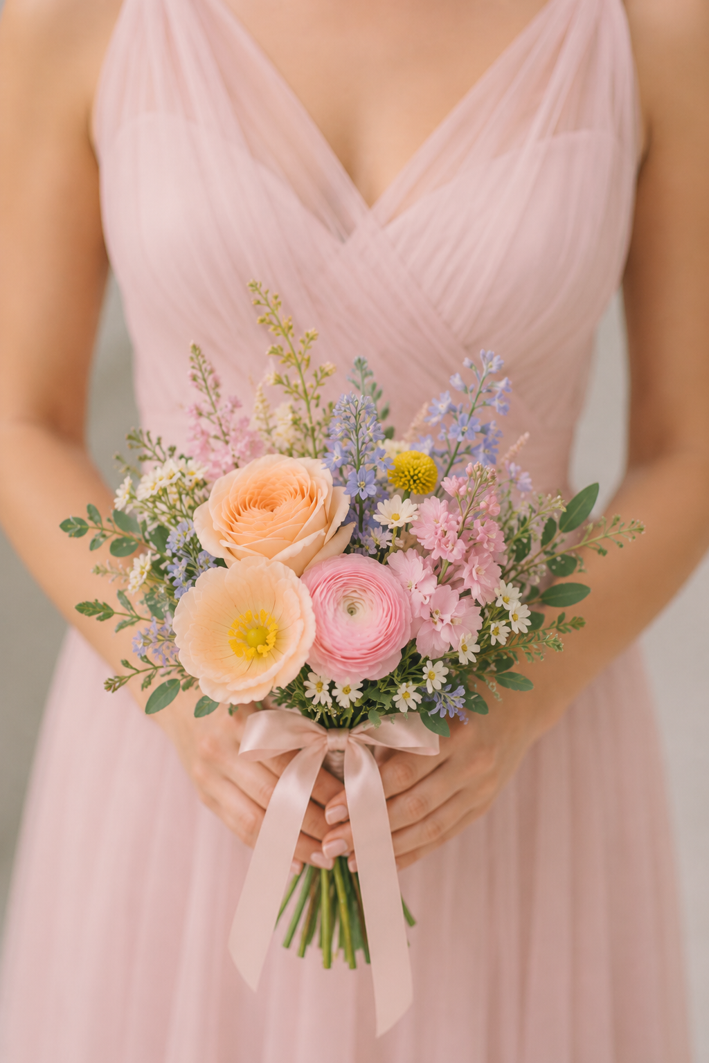 Pastel Petal Garden Bridesmaid Bouquet / Maid of Honor