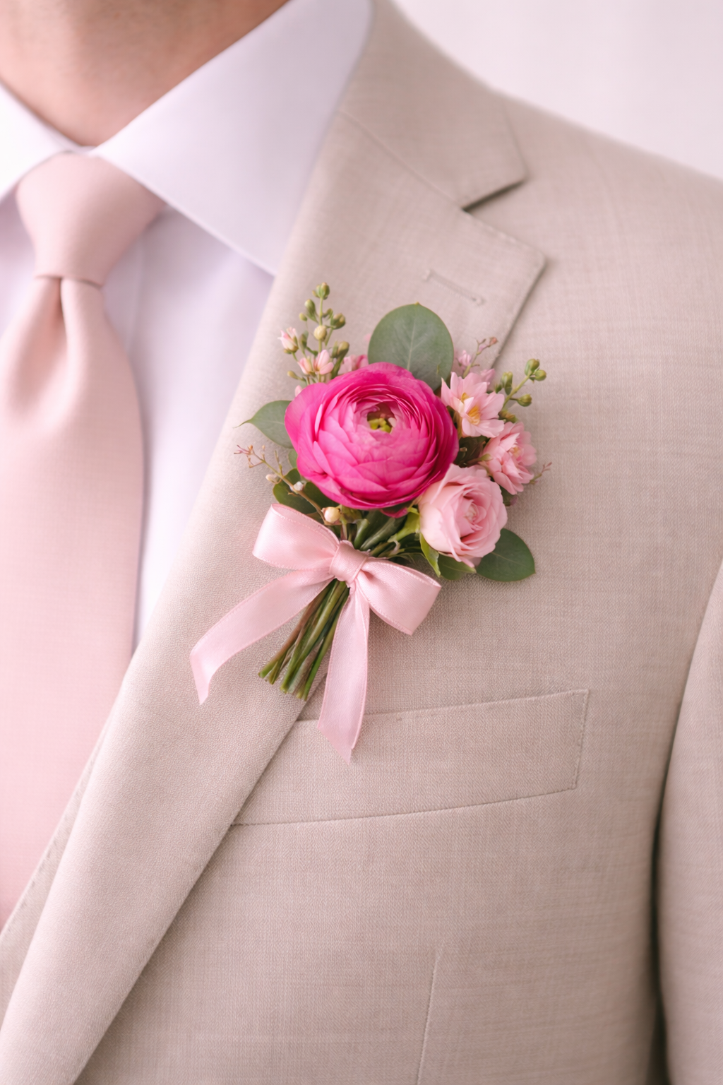 Pink Eclat Groom Boutonniere
