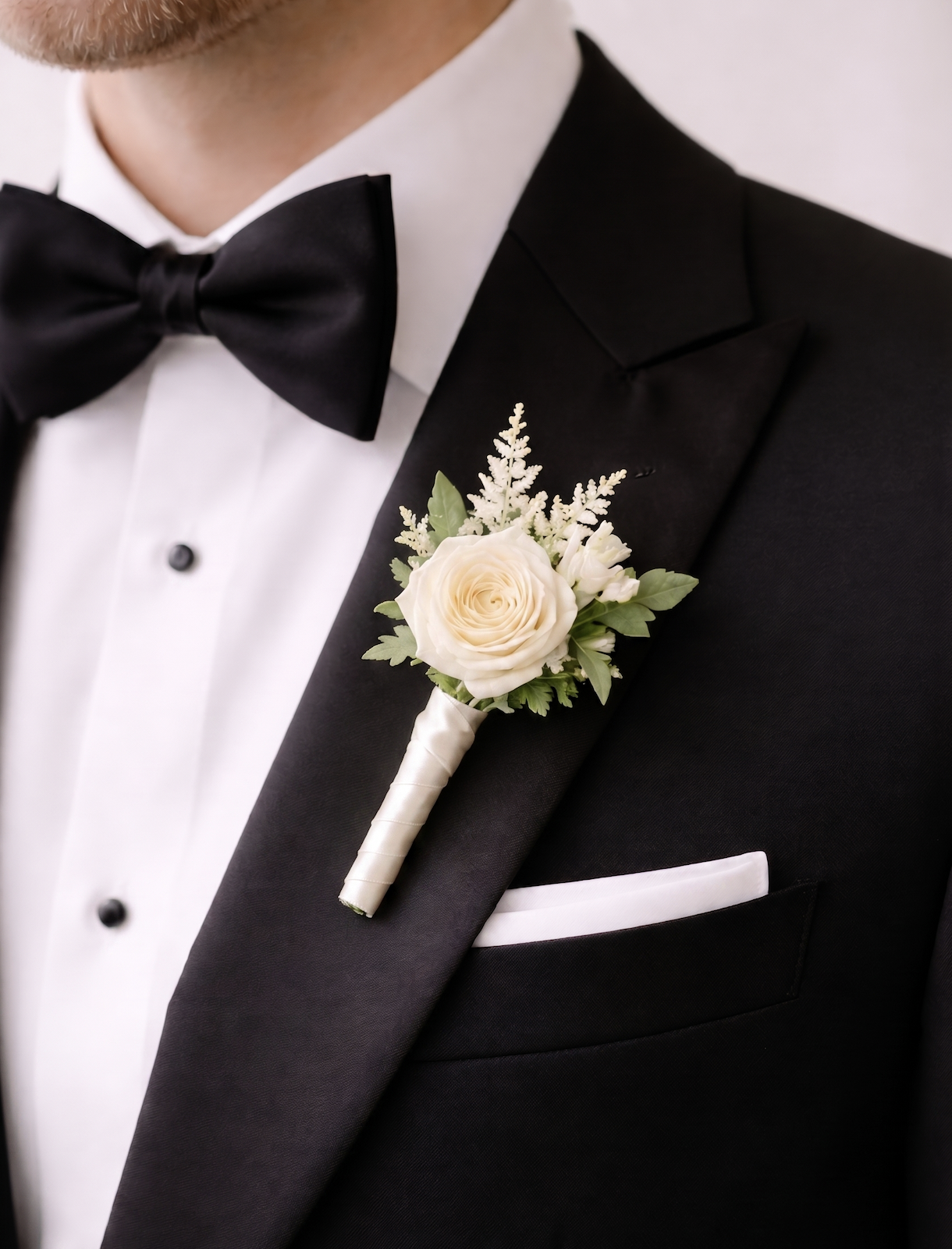 Ivory Luxe Groomsman Boutonniere