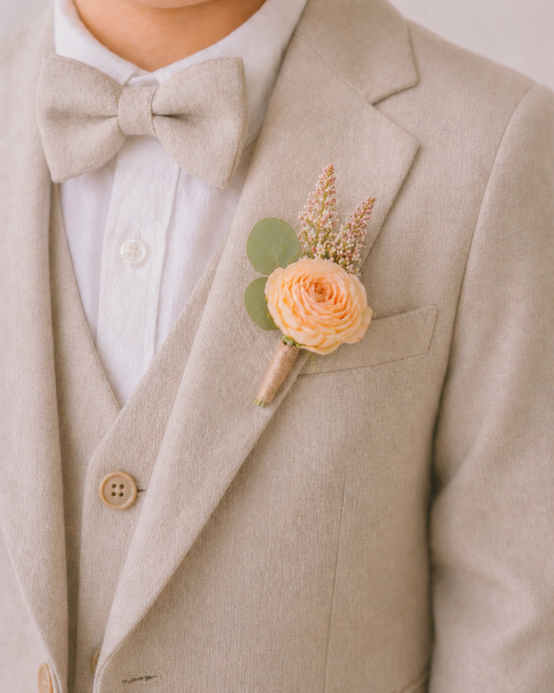 Wild Coral Bloom Page Boy Boutonniere