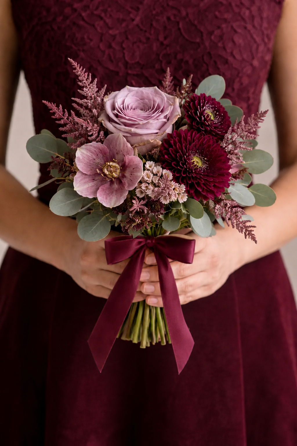 Burgundy Flame Bridesmaid Bouquet