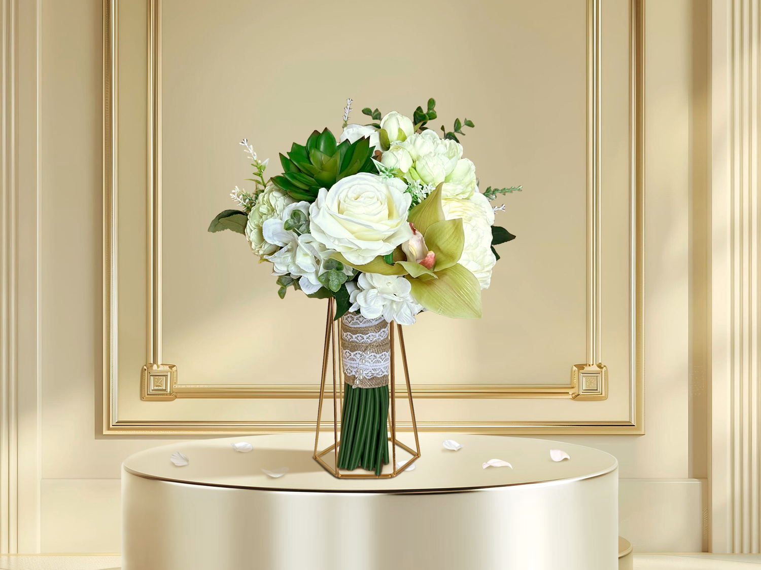 Bridesmaids Bouquet Green and White