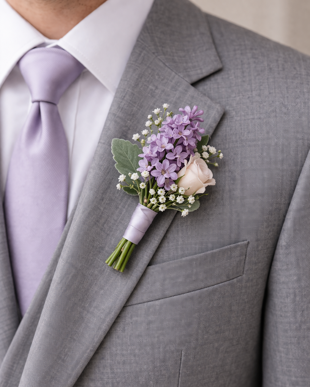 Lilac Whispers Groomsman's Boutonniere