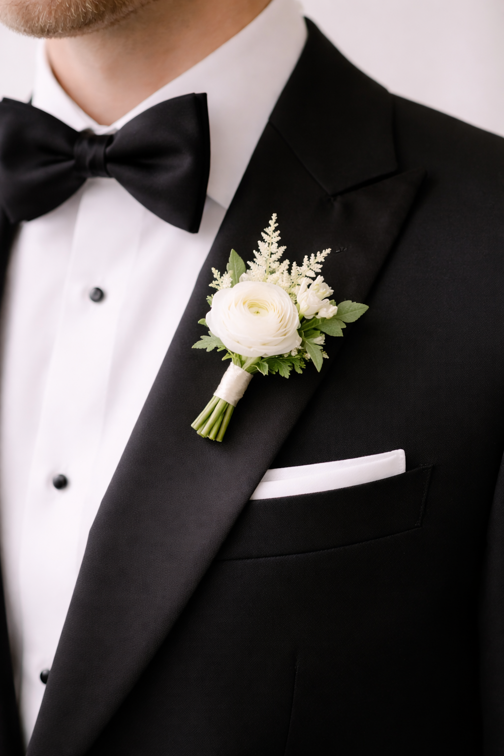 Ivory Luxe Groomsman Boutonniere