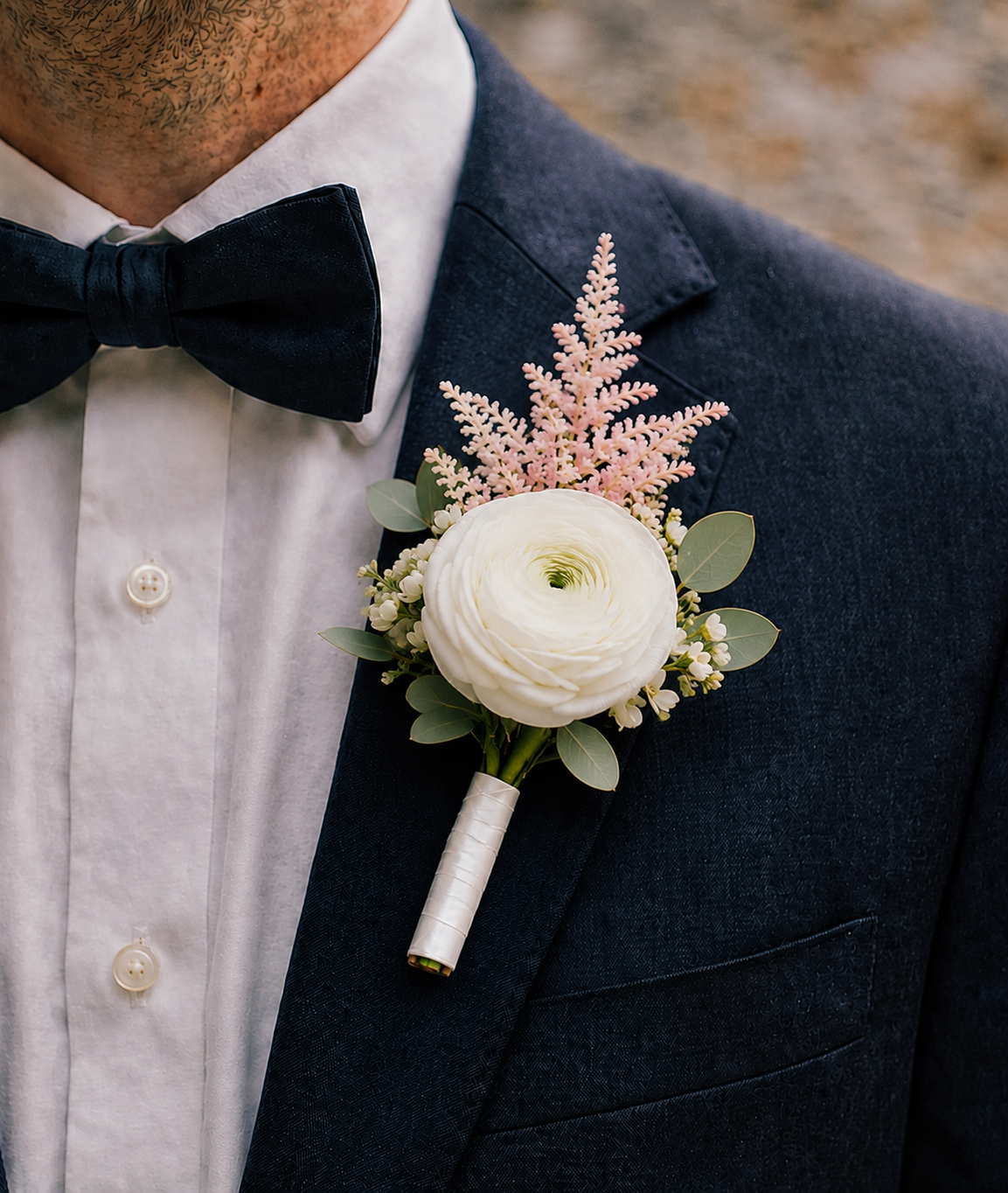 Blush Garden Romance Groom's Boutonniere