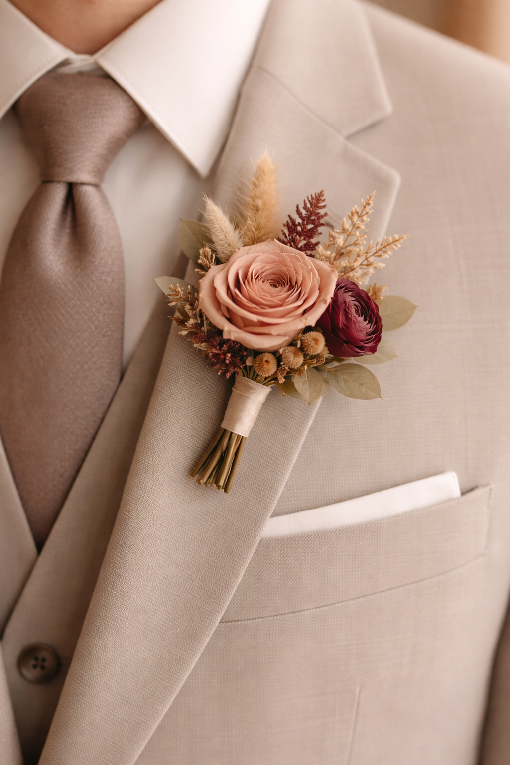 Coffee and Wine Groom Boutonniere