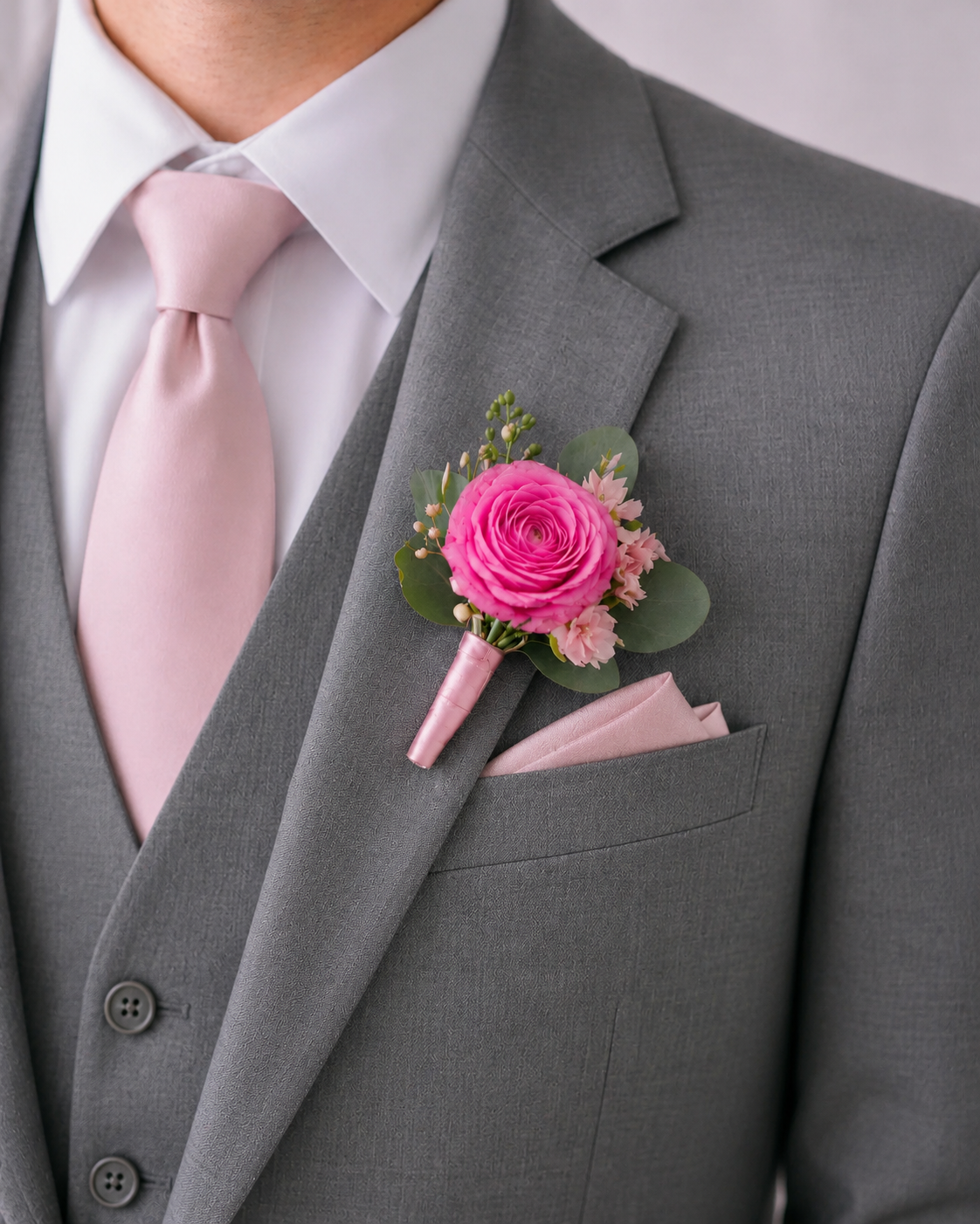 Pink Eclat Groomsman Boutonniere